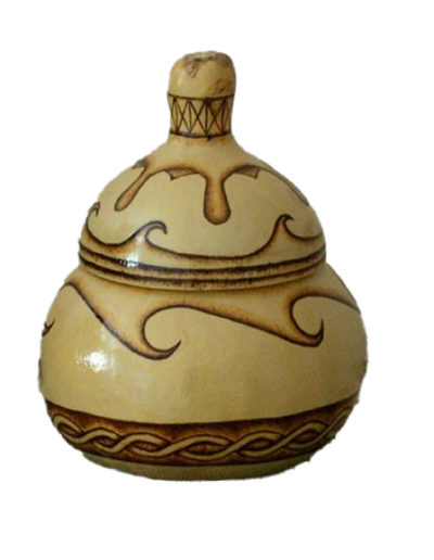 Pattern wood burned gourd trinket box